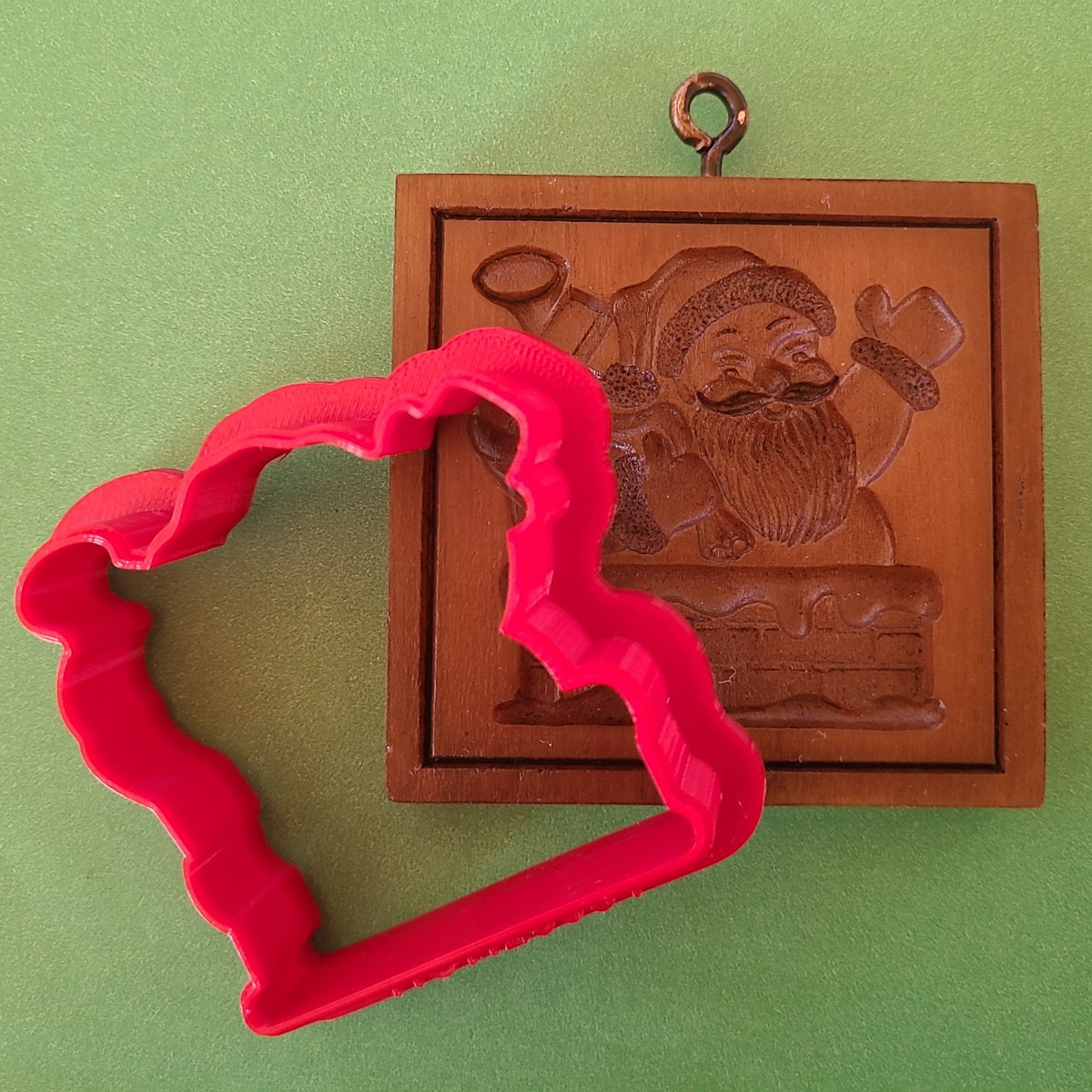 SET: Santa in Chimney Springerle Cookie Mold &amp; Matching Cutter ...