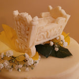 white chocolate modeling clay molded springerle cookie mold baby shower cradle cake