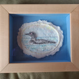 framed loon painted paper cast
