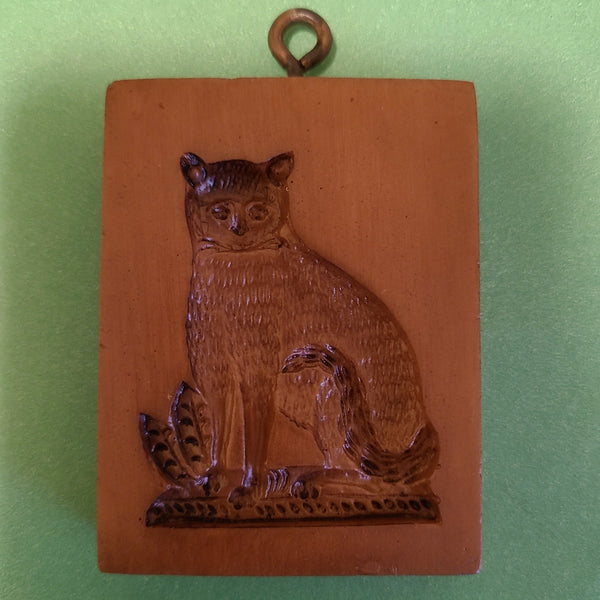 watchful cat springerle cookie mold press stamp