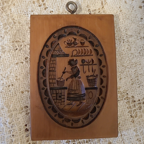 the cook woman at brick stove springerle cookie mold