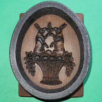 bunnies in a basket springerle cookie mold cutter