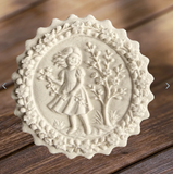 NEW 2026 RELEASE! Girl Holding Flower Garland Springerle Cookie Mold