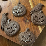 Crow on Jack O'Lantern Springerle Cookie Mold and Cutters