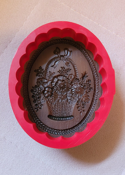 house on the hill basket flowers springerle cookie mold cutter