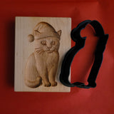 cat santa elf hat springerle cookie mold cutter