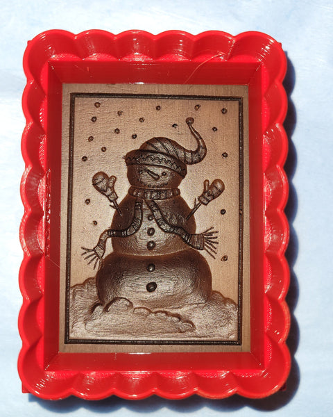 flip cutter rectangle springerle cookie mold snow man frosted frosty