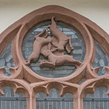 three rabbit window Paderborn cathedral