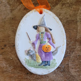 NEW FOR 2026! Witch Girl with Pumpkin and Cat Springerle Cookie Mold