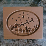 Santa sled reindeer flying sky springerle cookie mold