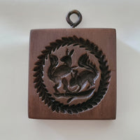pair of squirrels springerle cookie mold stamp press