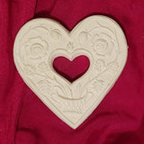 small quilted heart climbing vine roses springerle cookie mold