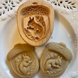 Squirrel in acorn springerle cookie mold