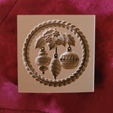 springerle cookie mold three ornaments holly leaves
