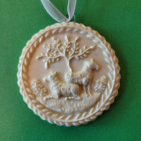 two sheep springerle ceramic ornament cookie mold