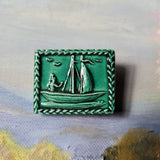 sailboat ceramic pin springerle cookie mold jewelry