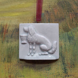 dog basket embossed spirngerle cookie mold ceramic ornament