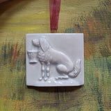 dog basket springerle cookie mold embossed ceramic ornament dog