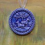 ceramic embossed ornament two sheep meadow springerle mold