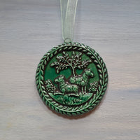 ceramic embossed ornament two sheep meadow springerle mold