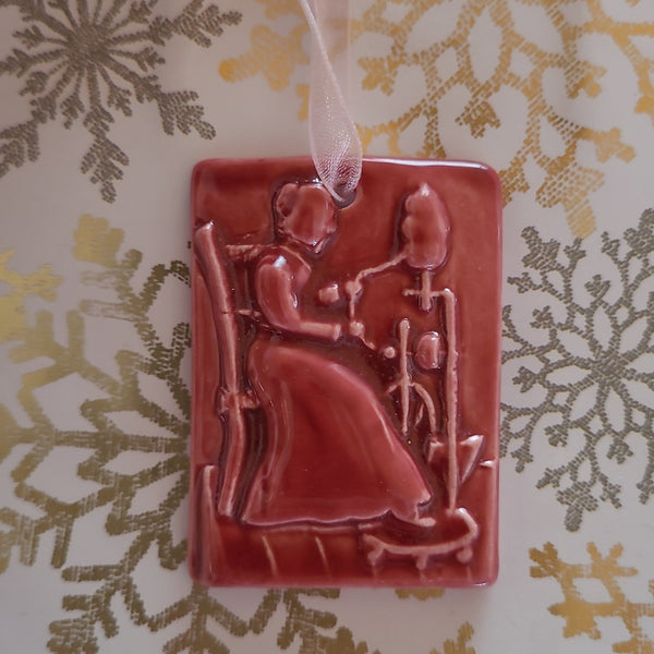 lady at spinning wheel springerle cookie mold 