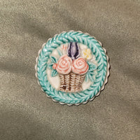 springerle cookie rose basket pin jewelry