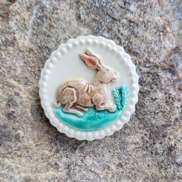ceramic pin rabbit hare garden springerle