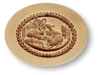 Bunnies and Basket in Oval Springerle Cookie Mold