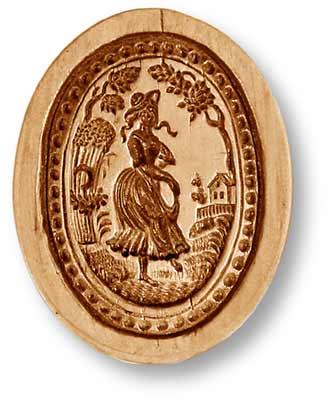 Farm Girl in Dress and Hat Springerle Cookie Mold