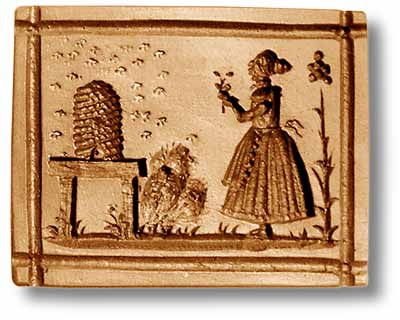 beekeeper springerle cookie mold woman bees