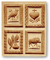 Multi Image Mold of Christian Symbols: Bird, Heart, Pear, Boar