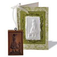 woman watering garden springerle cookie mold paper cast greeting card