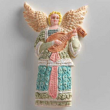 angel playing lute springerle cookie M5312