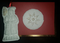 Santa Ornament Pointsettia Greeting Card Paper Cast Springerle Mold Emporium