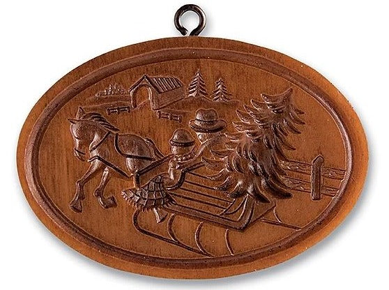 sleigh tree bridge springerle cookie mold