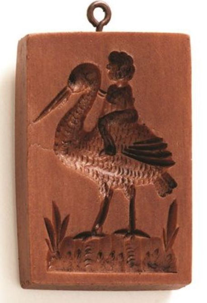 stork child baby springerle cookie mold